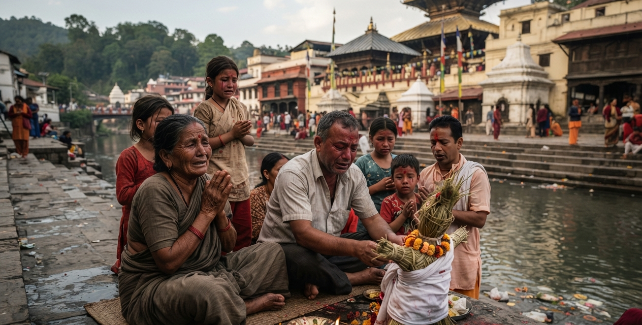 Families perform Hindu rituals at Pashupatinath Temple for relatives missing after Nepal floods