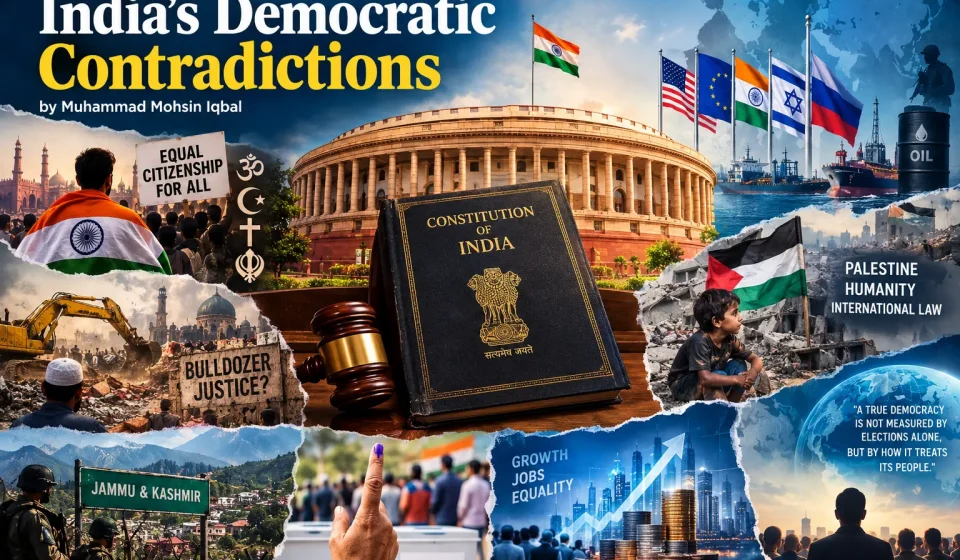 Indian Parliament building and national flag illustrating an opinion article on democracy and governance in India.