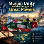 Symbolic illustration of Muslim unity, global power politics and cooperation among Muslim nations.