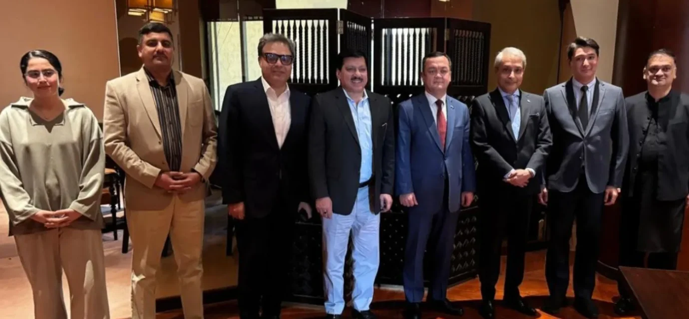 Yousuf Dewan Companies Chairman Dewan Muhammad Yousuf Farooqui meets Uzbekistan Ambassador Alisher Tukhtaev in Islamabad.