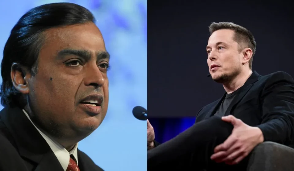 Elon Musk and Mukesh Ambani in a split image as the Musk Ambani row escalates over Starlink in India