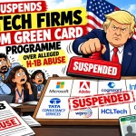 Illustration of U.S. immigration policy, H-1B work visas, Indian technology professionals and employment-based green cards.