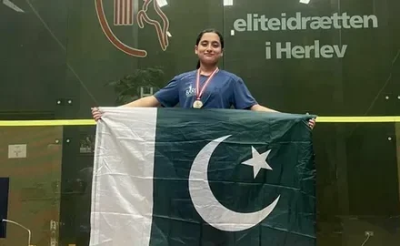 Young players with trophies at the KP Junior Squash Championship 2026 closing ceremony in Peshawar Sports Complex
