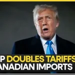 Shelves of Canadian whisky and beer affected by the US ban on Canadian imports as the US-Canada trade dispute escalates