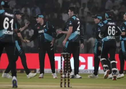 New Zealand Cricket officials at a press event as the board defends the NZ20 T20 league decision