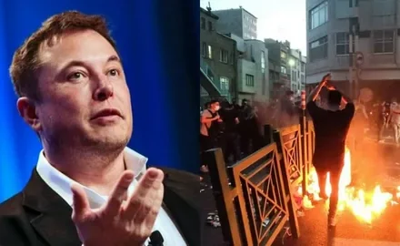 Elon Musk and a Starlink satellite dish as India rejects his claim that oligarchs are blocking Starlink India