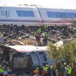 Timeline infographic showing the Iryo and Renfe trains involved in the deadly Spain railway collision near Urda.