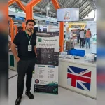 UK technology founder Hamza Tariq presenting the EchoChain AI-powered carbon intelligence platform at a startup competition in Lahore.